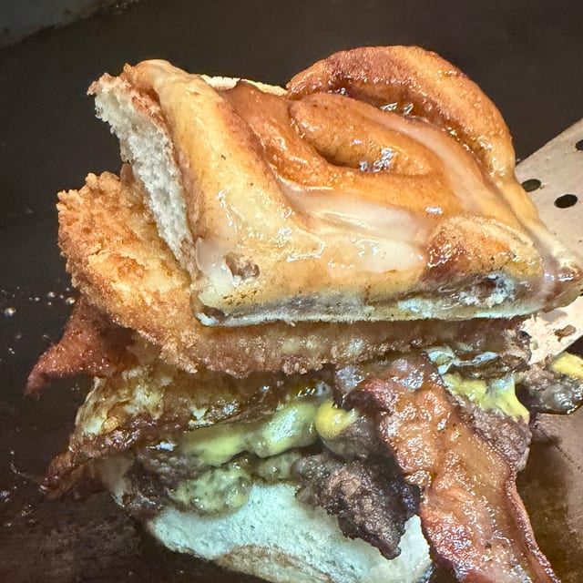 Cinnamon Roll Burger.